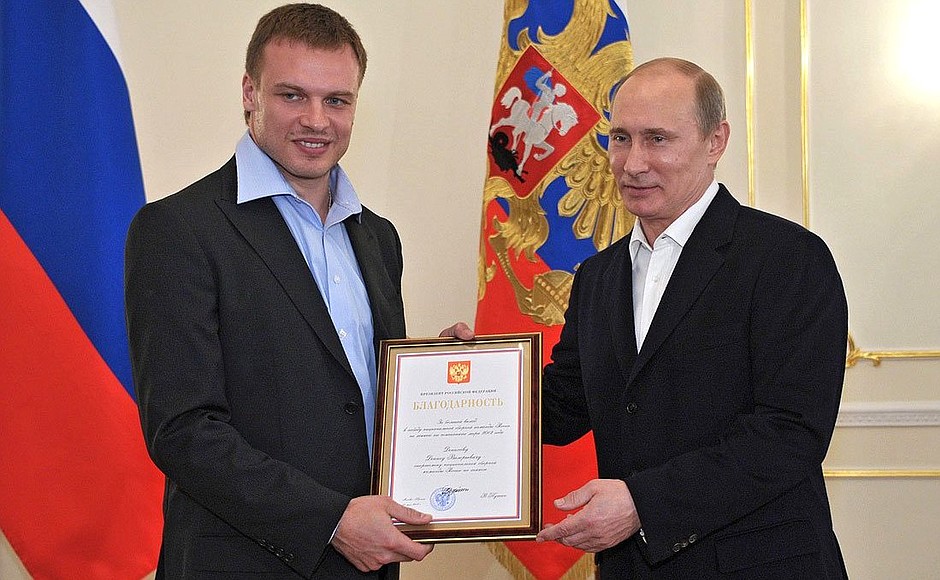 A commendation awarded to defenceman Denis Denisov for his enormous contribution to the victory of the Russian national hockey team at the 2012 Hockey World Championships.