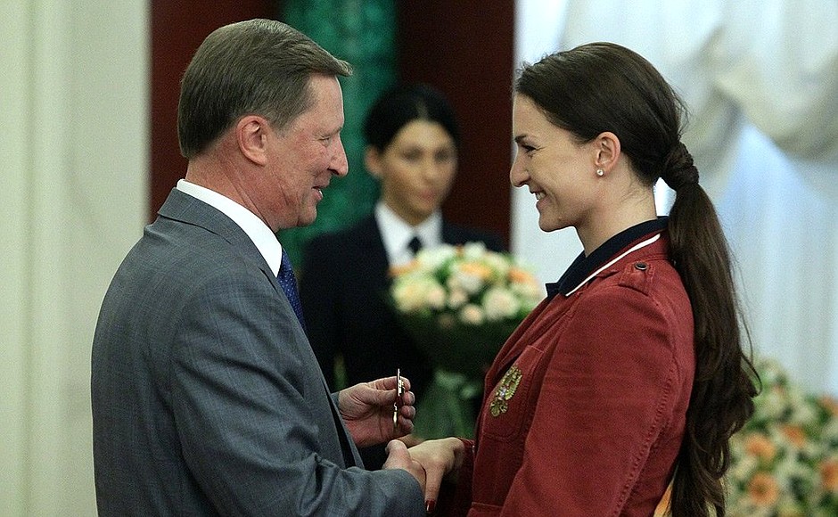 Ceremony for presenting state decorations to silver and bronze medallists at the London Olympics.