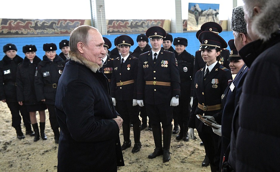 With officers of the 1st Operational Regiment of Moscow police.