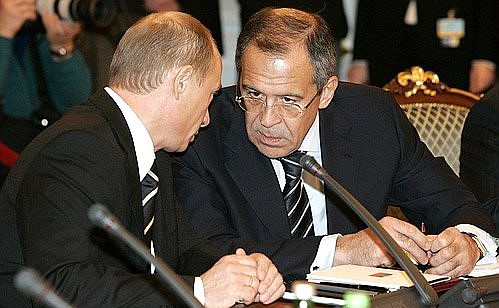 At a session of the Russian-Ukrainian interstate commission with Russian Foreign Minister Sergei Lavrov.