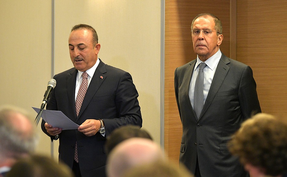Press statements following Russian-Turkish talks. Turkish Foreign Minister Mevlut Cavusoglu read out the text of the memorandum of understanding between the two countries.