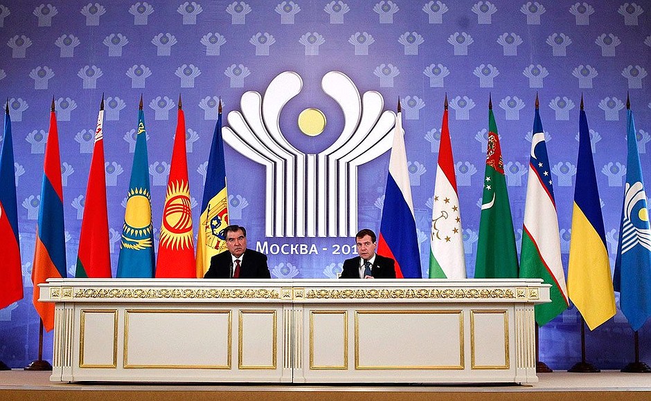 News conference following meeting of heads of CIS member states.