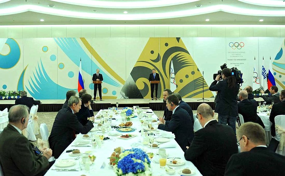 Breakfast hosted by the International Olympic Committee in honour of the Sochi 2014 Organising Committee.