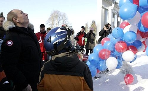 At the opening ceremony of the Krasnaya Polyana ski resort.