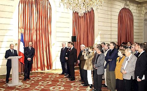 С Президентом Франции Жаком Шираком на встрече с российскими писателями.