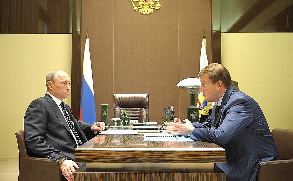Working meeting with Acting Governor of Pskov Region Andrei Turchak.