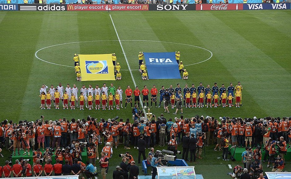 Before the start of the World Cup final between Germany and Argentina.