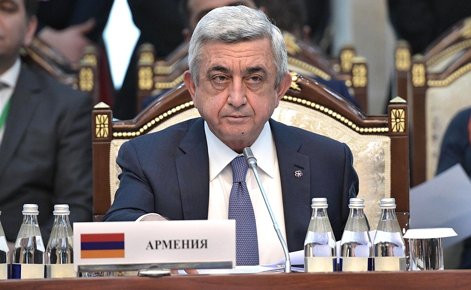 Президент Армении Серж Саргсян на заседании Высшего Евразийского экономического совета.