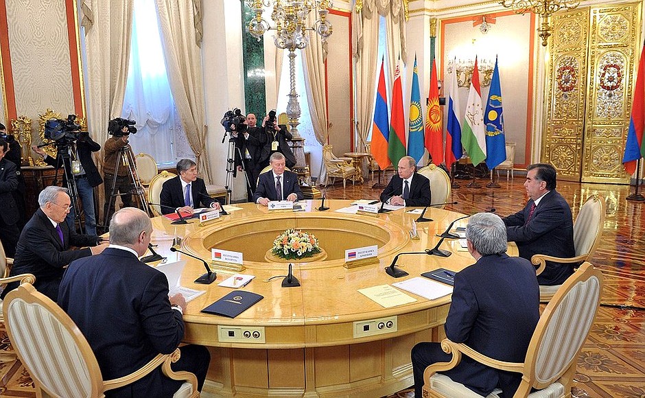 Meeting of the heads of state of the Collective Security Treaty Organisation member countries in restricted format.