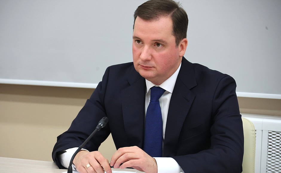 Governor of Arkhangelsk Region Alexander Tsybulsky during a videoconference meeting on the development of core communities in the Russian Arctic.