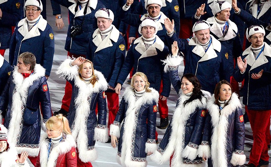 Сборная России на церемонии открытия XXII зимних Олимпийских игр.