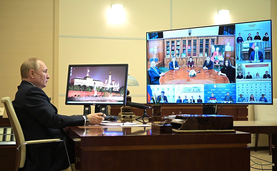 On Russian Students Day, Vladimir Putin held a meeting, via videoconference, with students from Moscow, St Petersburg, Novosibirsk and Nizhny Novgorod universities.
