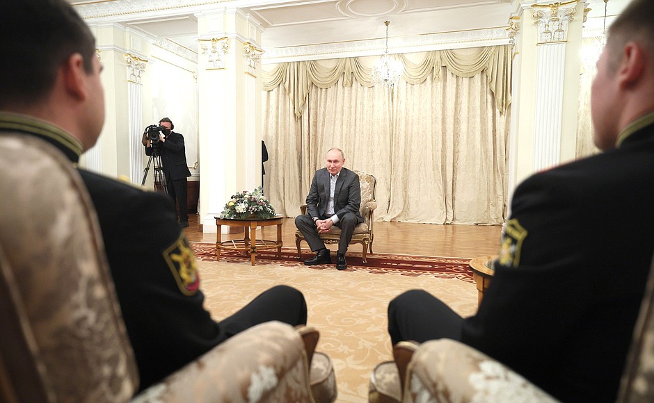 At a meeting with military personnel participating in the special military operation.