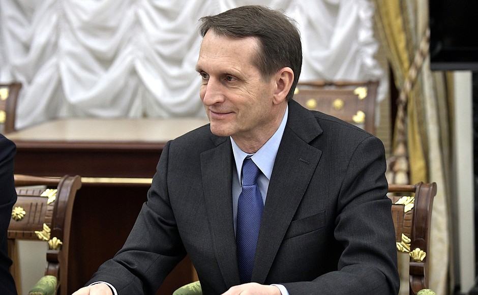 Before a meeting with permanent members of the Security Council. Head of the Foreign Intelligence Service Sergei Naryshkin .