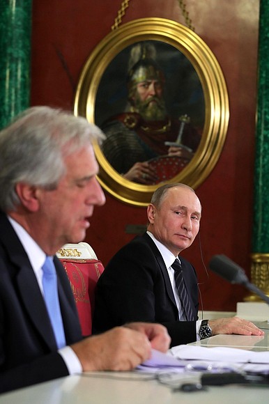 Заявления для прессы по итогам российско-уругвайских переговоров. С Президентом Уругвая Табаре Васкесом.