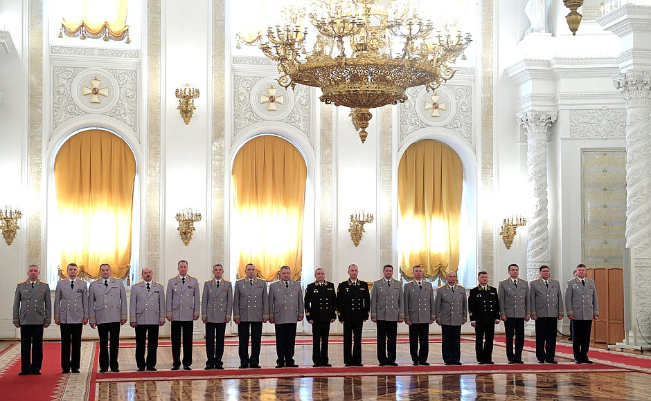 На церемонии представления офицеров, назначенных на высшие командные должности.
