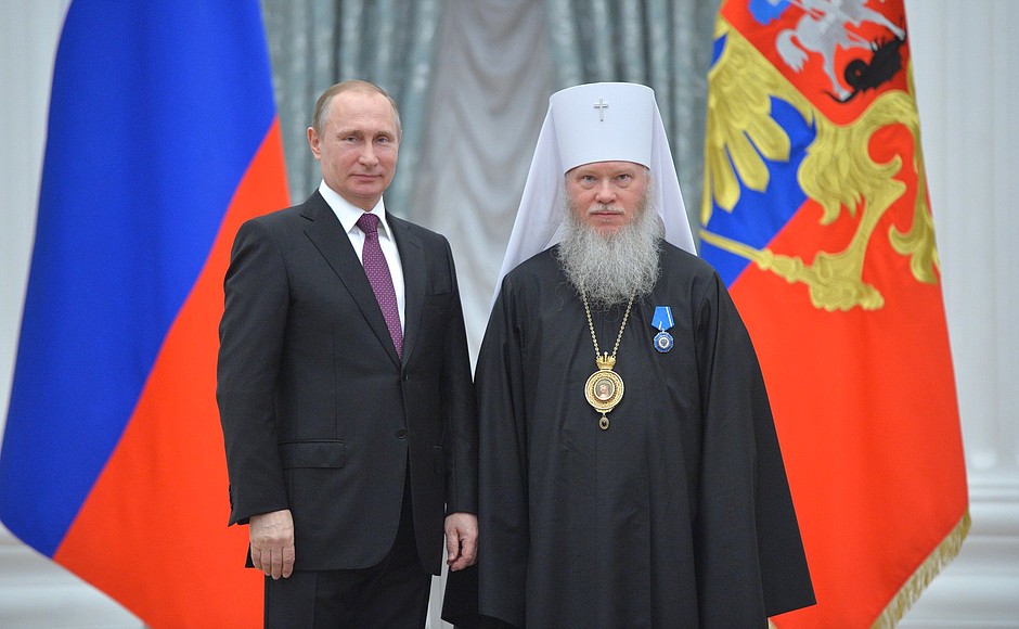 Head of the Kurgan Archdiocese of the Russian Orthodox Church Metropolitan Joseph of Kurgan and Belozersk is awarded the Order of Honour.