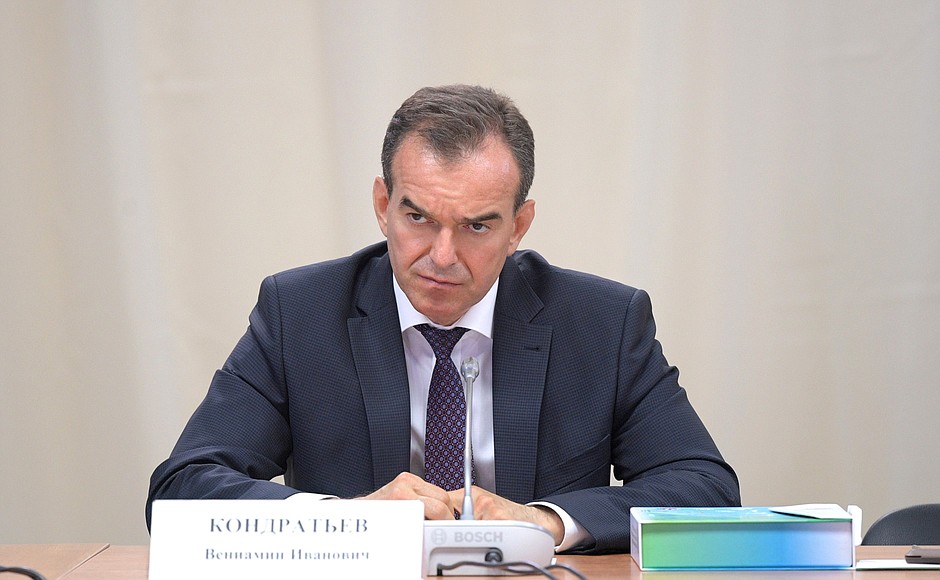 Krasnodar Territory Governor Veniamin Kondratyev at the meeting of the Council for the Development of Physical Culture and Sport.