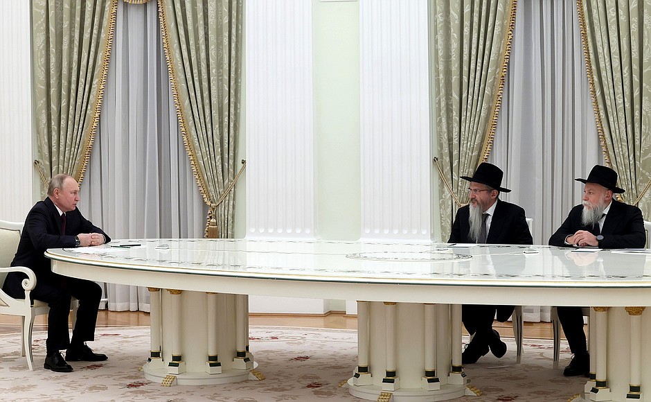 Встреча с главным раввином России Берлом Лазаром и президентом Федерации еврейских общин Александром Бородой.