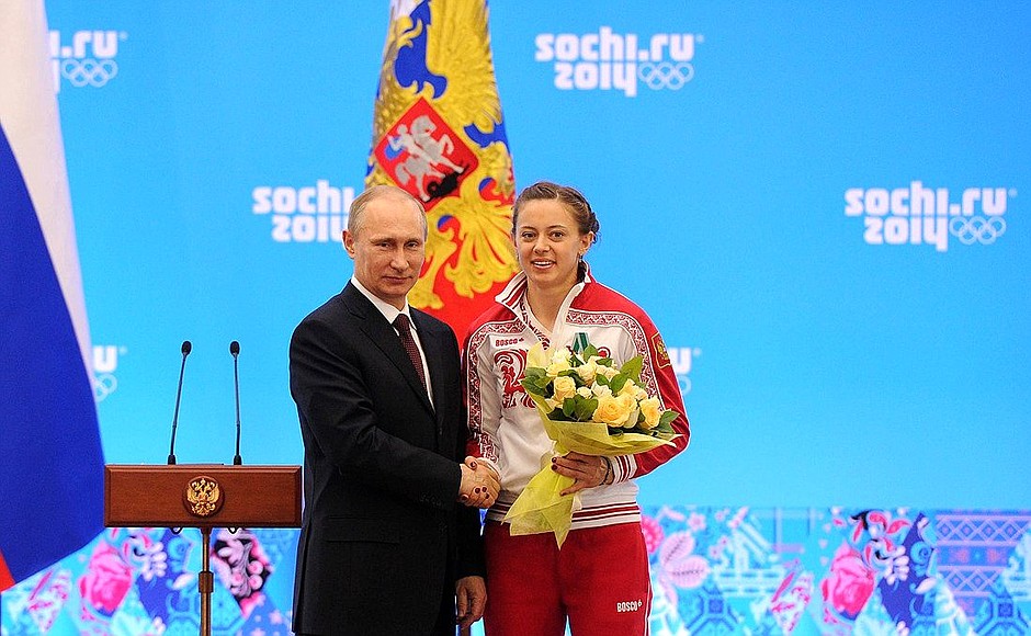 The Order of Friendship is awarded to two-time Olympic biathlon silver medallist Olga Vilukhina.