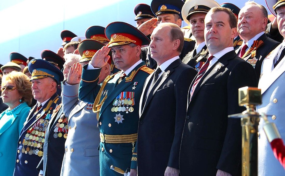 At the military parade celebrating the 68th anniversary of Victory in the Great Patriotic War.