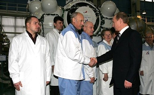 With employees of the S. A. Lavochkin Scientific-Production Enterprise.
