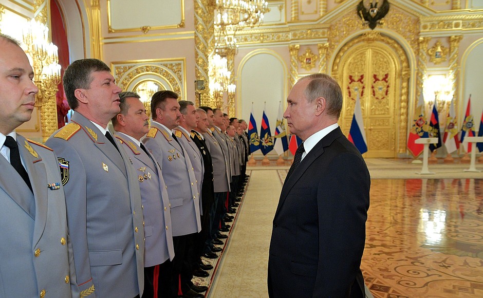 During the ceremony to present senior officers and prosecutors appointed to higher positions.