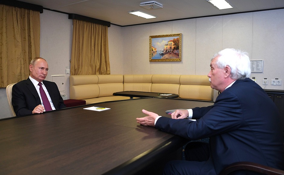 During a meeting with Chairman of USC Board of Directors Georgy Poltavchenko.