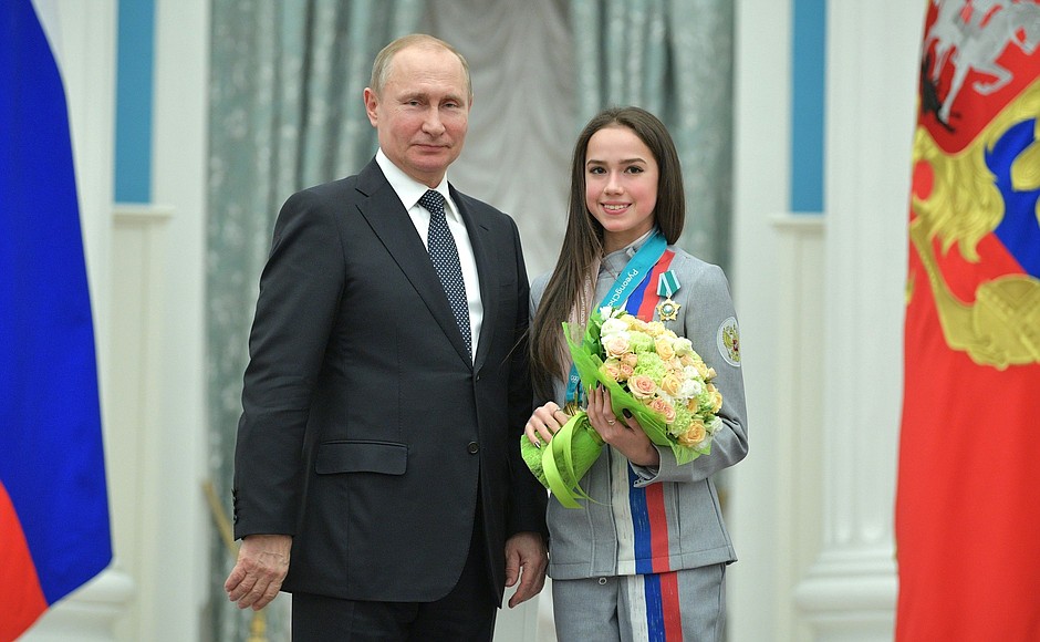 With Alina Zagitova, Olympic figure skating champion.