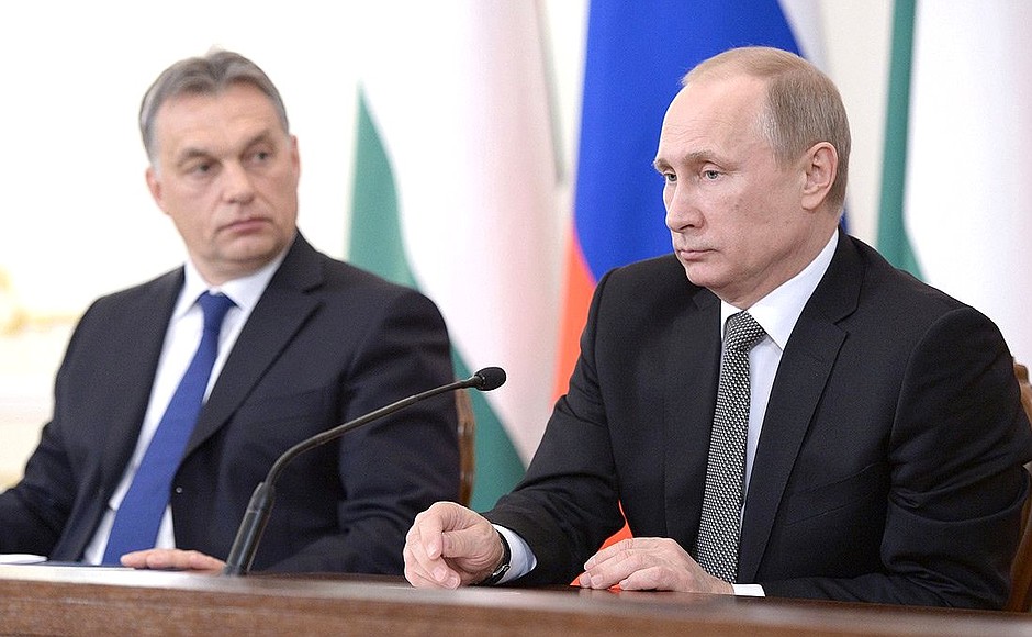 Заявления для прессы по итогам российско-венгерских переговоров. С Премьер-министром Венгрии Виктором Орбаном.