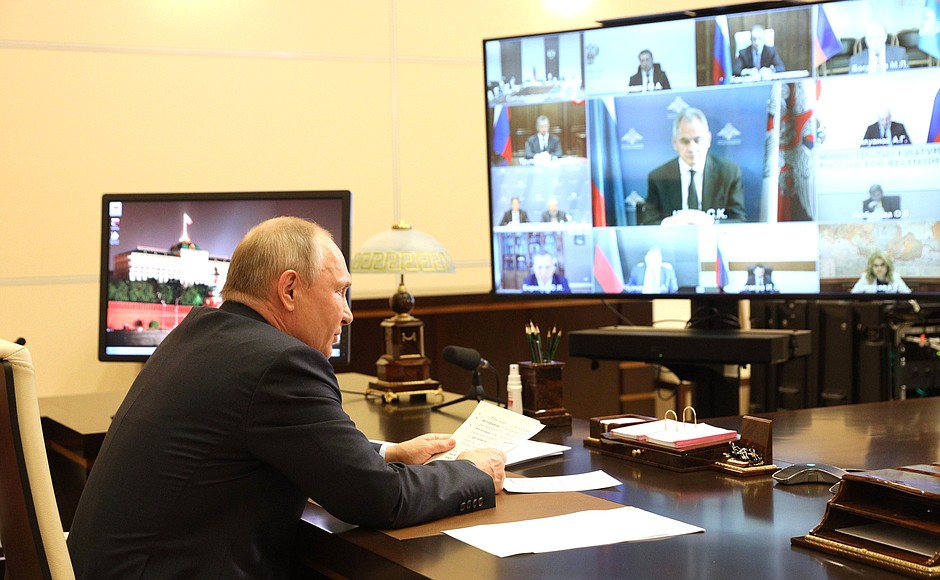 Meeting of Pobeda (Victory) Organising Committee (via videoconference).