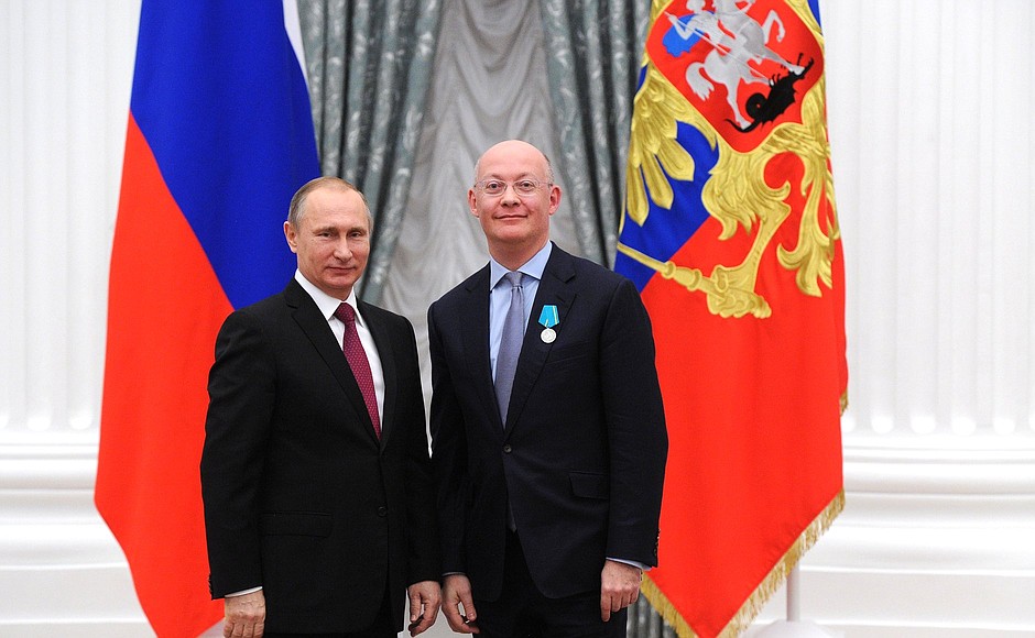 Presentation of state decorations. Director of the Science Museum Group Ian Blatchford is awarded the Pushkin medal.