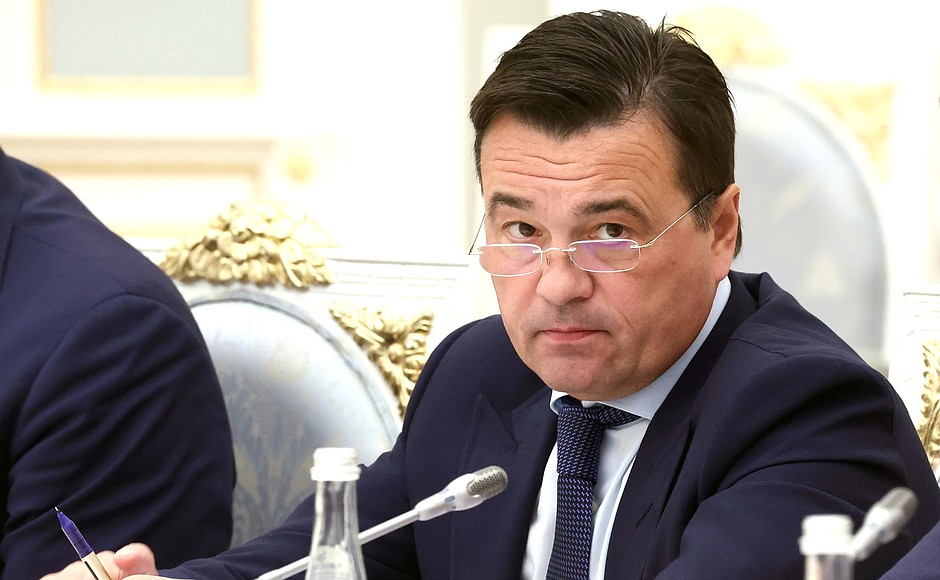 Moscow Region Governor Andrei Vorobyov at the meeting of the State Council Presidium on the development of public transport.