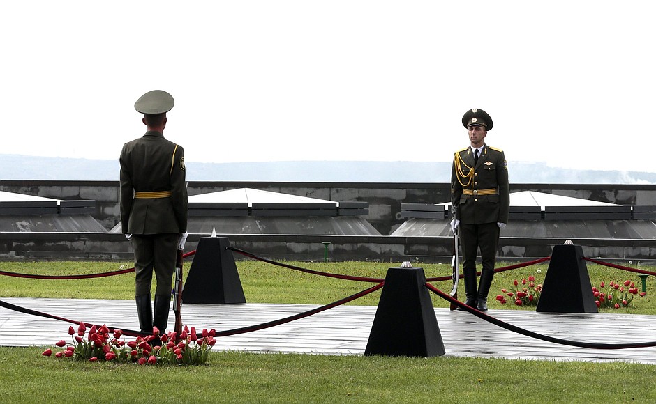 Memorial ceremony for victims of the Armenian genocide at the Tsitsernakaberd Memorial Complex.