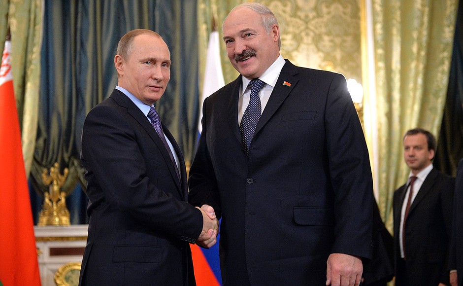 Before Russian-Belarusian talks. With President of Belarus Alexander Lukashenko.