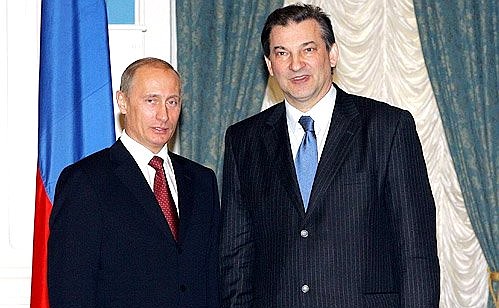 Ceremony for awarding state awards. The honorary title \'Honoured Worker for Physical Education in the Russian Federation\' was awarded to the head of the State Duma Committee for Physical Education, Sport and Youth Affairs, Vladislav Tretiak.