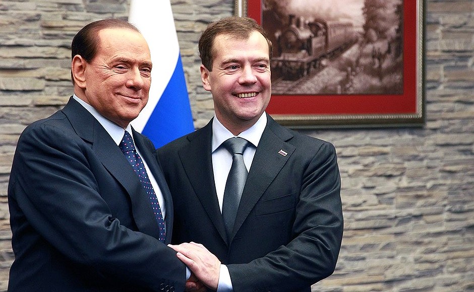 With Italian Prime Minister Silvio Berlusconi.
