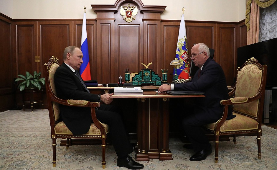 Meeting with Rostec State Corporation CEO Sergei Chemezov.