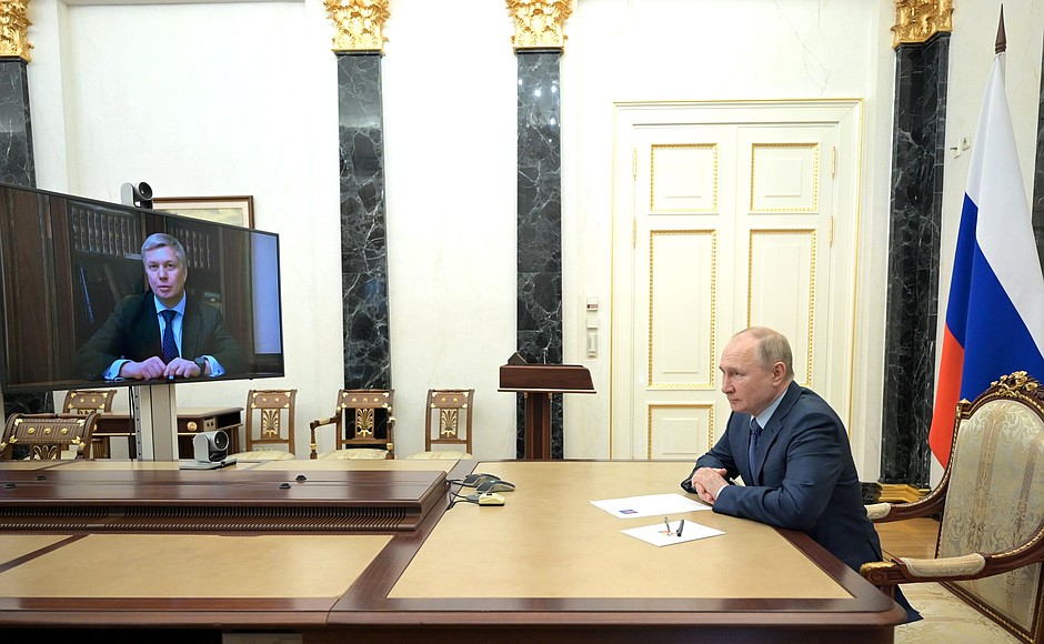 During the meeting with Alexei Russkikh (via videoconference).
