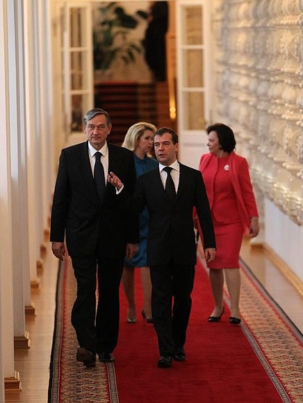 Дмитрий и Светлана Медведевы с Президентом Словении Данило Тюрком и его супругой Барбарой Тюрк.