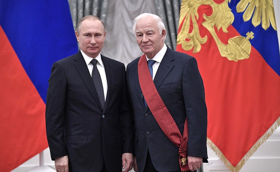 Presentation of state decorations. Gennady Fadeyev, advisor to the CEO of Russian Railways, is awarded the Order for Services to the Fatherland, I degree.
