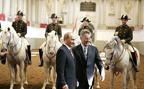 At the Spanish Riding School. With Austrian President Heinz Fischer.