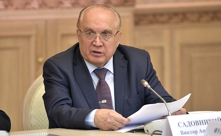 Moscow State University Rector Viktor Sadovnichy at a meeting of the Moscow State University Board of Trustees.
