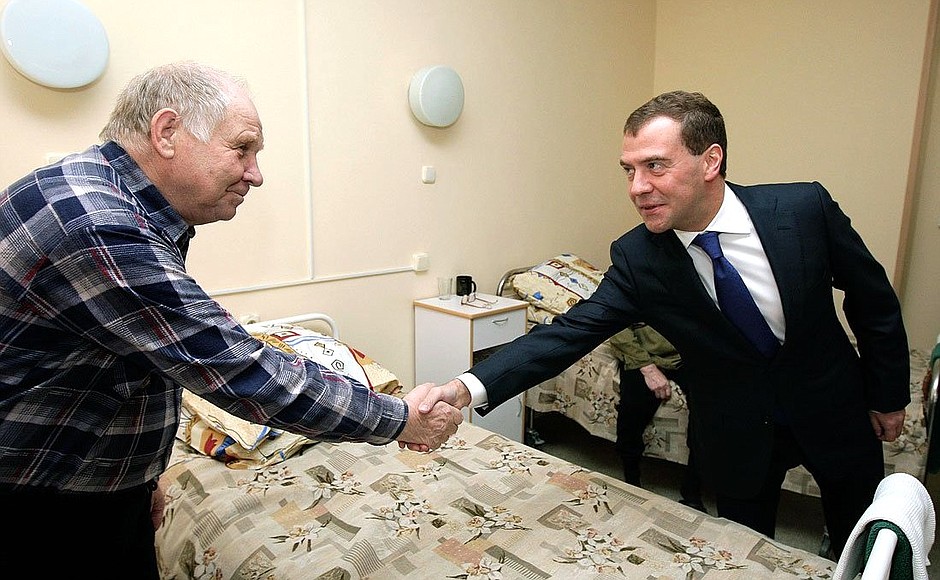 Visiting the Moscow Region Hospital for War Veterans.