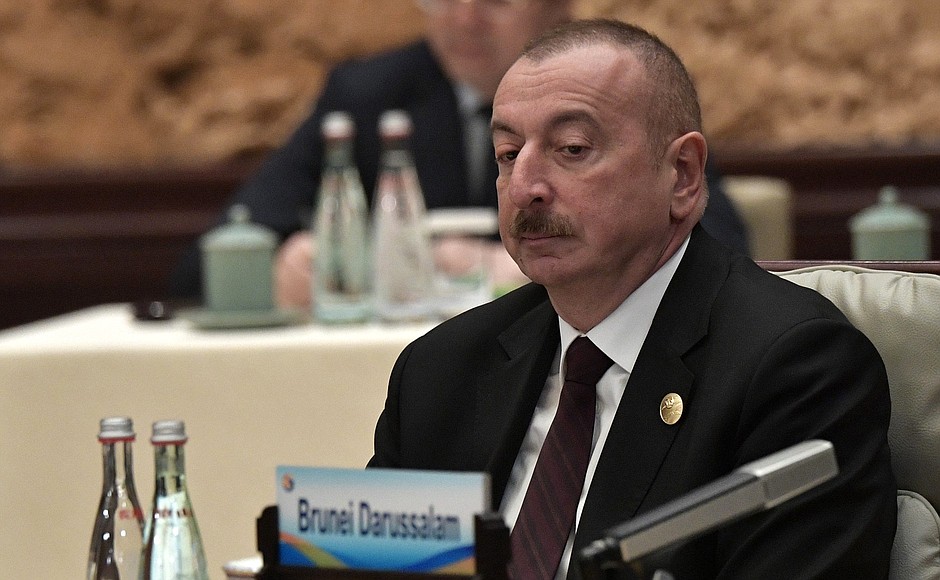 President of Azerbaijan Ilham Aliyev during a roundtable discussion at the Belt and Road Forum for International Cooperation.
