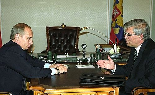 President Putin meeting with Sergei Ignatyev, Chairman of Russia\'s Central Bank.