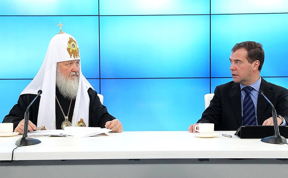 Meeting with representatives of the Russian Orthodox Church. With Patriarch Kirill of Moscow and All Russia.