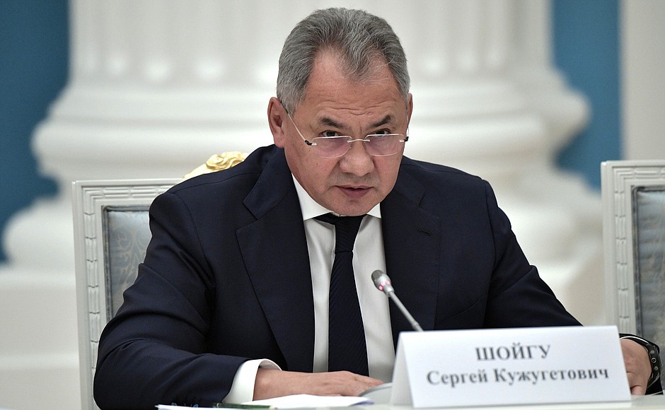 Defence Minister Sergei Shoigu at the meeting of the Russian Pobeda (Victory) Organising Committee.