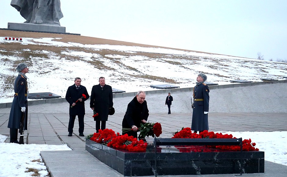 Laying flowers at the grave of Marshal of the Soviet Union Vasily Chuikov.
