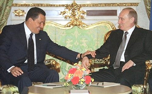 President Vladimir Putin with Venezuelan President Hugo Chavez.